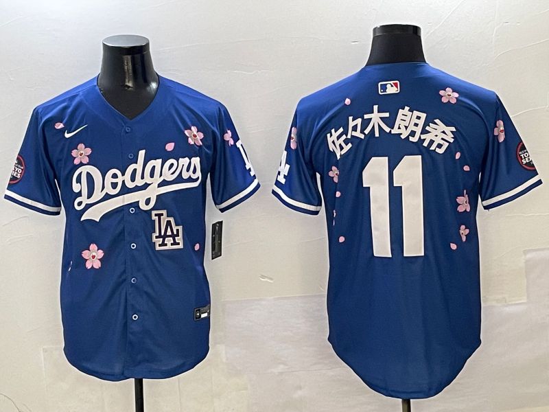 Men Los Angeles Dodgers #11 R.Sasaki Blue Sakura Edition 2025 Nike MLB Jersey style 9->los angeles dodgers->MLB Jersey